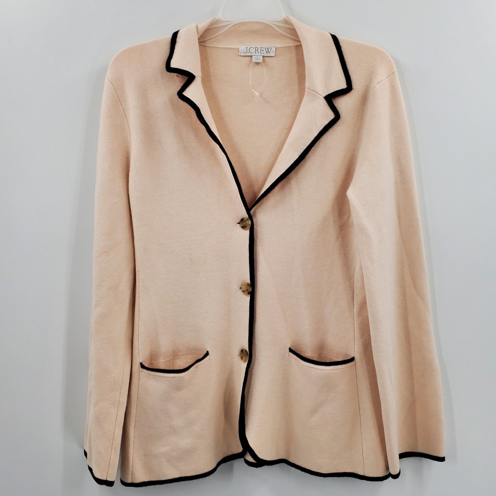 Women's J. Crew Contrast‎ Trim Waisted Sweater Blazer Size Small B7